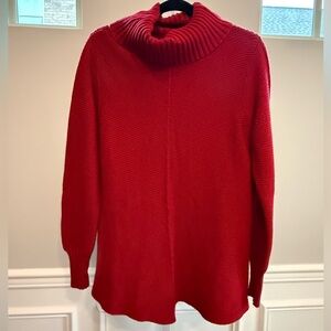 Source Unknown Red Cowl Neck Sweater Ribbed Long Sleeve Relaxed Fit Size M/L
